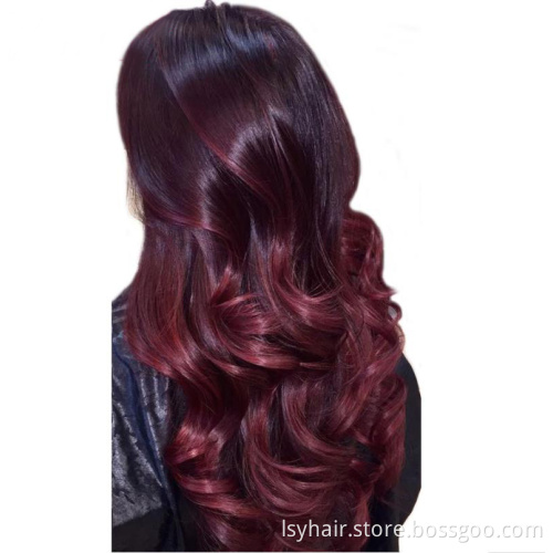 Lsy Ombre Dark Wine Color Brazilian Hair  Virgin Body Wave 1B 99J Two Tone Human Hair  Weave Bundles 99J Red Natural Human Hair